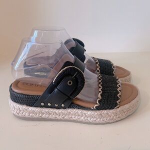 Earth Colla Platform Wedge Black Tan NWOT 7.5 sandal slide platform boho